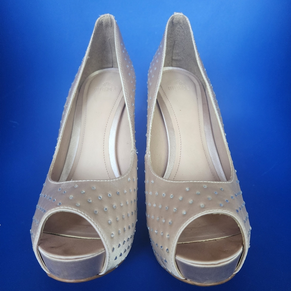 Elegant Beige Peep-Toe Women's Shoes